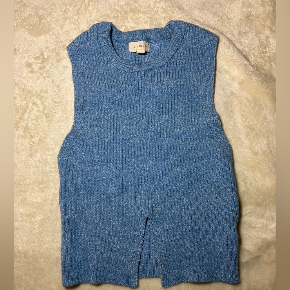 LA HEARTS blue cropped sweater vest